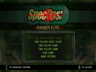 Spec Ops Ranger Elite title screen for Playstation